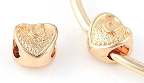 Charm Central Gold Tone Heart Spacer Charm - Four Heart Spacer Charms for Charm Bracelets - Fits Most Charm Bracelets