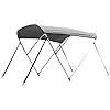 Leader-Accessories-Grey-3-Bow-Bimini-Boat-Tops-Includes-Hardwares-with-1-Inch-Aluminum-Frame