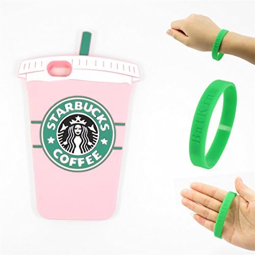 iPhone 6 Plus Case iPhone 6S Plus Starbucks Silicone Case Bat King Fashion Cartoon Coffee Cup 3D Cute Silicon Gel Rubber Back Cover Case Skin for Apple iPhone 6/6S Plus 5.5 inch(Pink Cup)
