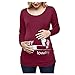 Maternity Baby is Loading Top T-Shirt,Crytech Pregnancy Comfy Soft Funny Cartoon 3/4 Long Sleeve Crew Neck Side Ruched T Shirt for Pregnant Women Winter Fall Cotton Clothes (Small, Wine)thumb 3