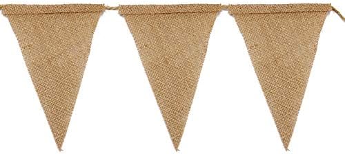 G2PLUS 12M Hessian Burlap Bunting, 48PCS Rustic Linen Bunting Flags, Outdoor Linen Burlap Banner - Image 3