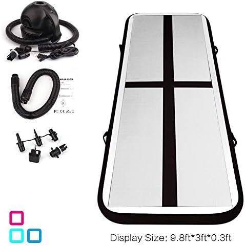 Fojusteu Airtrack Gymnastics Inflatable Gymnastics Tumbling Mat 3/4/5/6/7/8/9/10/11/12M Air Track Floor Mats Gym with 500W Electric Air Pump for Home/Picnic/Exercise/Cheerleading