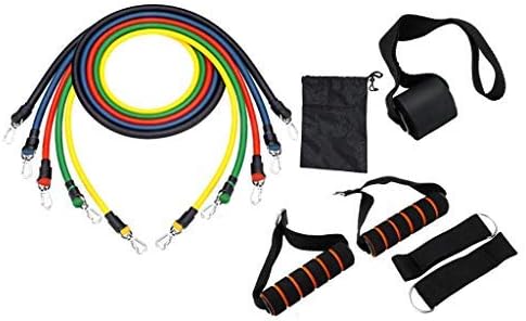 SiQing 11pcs / Set Resistance Bands Set, Including Exercise Bands with Door Anchor, Ankle Straps, Carrying Case - for Resistance Training, Physical Therapy, Home Workouts, Yoga
