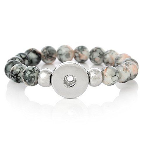 Wandafull Pattern Glass beads 6mm round Link Hasp bracelets 21cm (Without button)