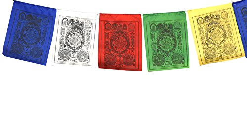 Mudra Crafts Tibetan Buddhist Indoor Outdoor Cotton Affirmation Windhorse Prayer Flags (Bhavacakra Wheel of Life)