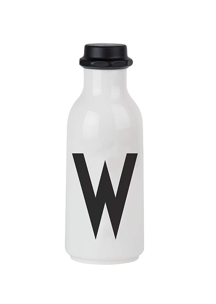 Design Letters Personal Tritan Water Bottle (W) - 500ml BPA-free and BPS-free Leak-proof Tritan Drinking Bottle in Nordic Design for Adult, Kids, Outdoor, Office, Sports, School, Available from A-Z
