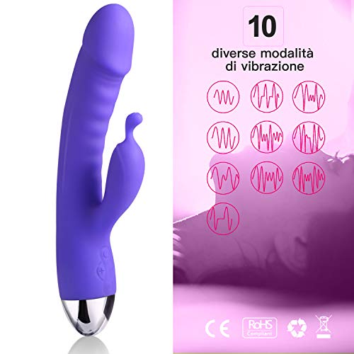 Massaggiatore-Elettrico-USB-Ricaricabile-10-Frequenze-Impermeabile-Viola