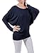 H2H Womens Comfy Soft Cool Boat Neck Solid Long Sleeve Dolman Drape Top Tee