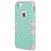 Majesticase Case Compatible with iPhone 5/5S Case - 3 Layers Diamante Bling Crystals Full Body Hybrid Armor Protection Cover + Free Stylus in Green/Pink