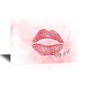 Canvas Wall Art - Sexy Red Lips with The Word Sexy Girl - Giclee Print Gallery Wrap Modern Home Art | Ready to Hang - 12x18 inches