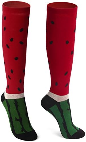 Delisocks Women Fun Crazy Cool Design Casual Watermelon Cotton Knee High Socks