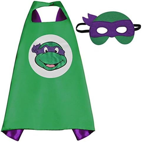 FIGMOON Superhero Cape and Mask, Children Gift, Boys/Girls Dress Up Costume (3D Fallout 4 Key Chain As Free Gift For Children) (Donatello Ninja Turtle (Purple))