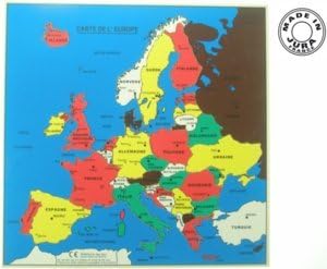 Puzzle Carte De Leurope En Bois Naturel Amazonfr Jeux Et