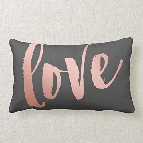 Amazon Com Pattebom Dark Gray Rose Gold Love Rectangle Pillow