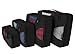 Yanuoki Deep Packing Cubes 4pcs Value Set - #1 X-Large(For Clothings) - 1 Large & 1 Medium & 1 Small (for Toiletry and Makeup)+ Bonus Shoe Bag Black Travel Organizer