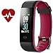 Kinbom Fitness Tracker, Heart Rate Monitor Color Screen Smart Watch With Sleep Monitor, Step Counter, Message Reminder, IP68 Waterproof Activity Tracker for Android＆iOS Smart Phone (Blackred)