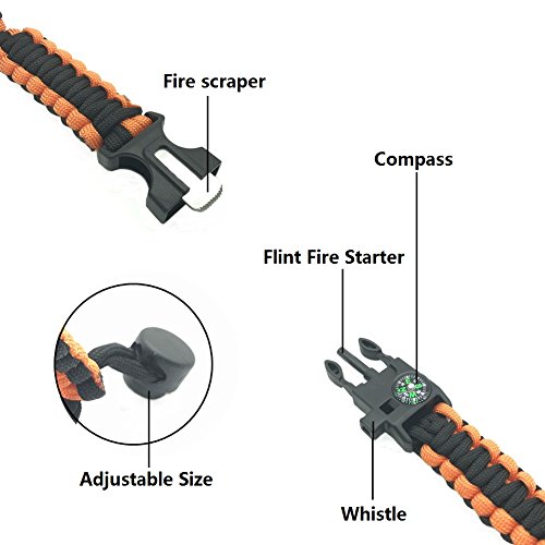 Adjustable-Survival-Bracelets-pack-of-4-Paracord-Compass-Fire-Starter-Loud-Whistle-Emergency-Knife-Hiking-Camping-Fishing-Hunting-Gear-2-colors
