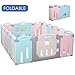 POTBY Foldable Baby Playpen 16 Panel Activity Center Safety Playard with Lock Door,Kid's Fence Indoor Outdoor,Free Installation,Double Layer Clasp and Anti-Slip Base for Children 10 months~6 Years Old
