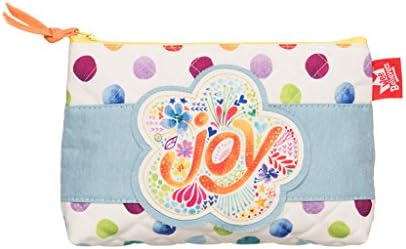 Joy Flower Watercolor Dot Medium Quilted Zipper Accessory Pencil Case Pouch