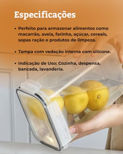 Kit com 15 Potes Herméticos para Mantimentos – Tampa Vedada, Porta Alimentos e Organizadores de Cozinha