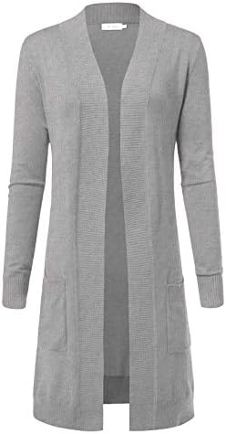 Women's Solid Soft Stretch Longline Long Sleeve Open Front Cardigan
