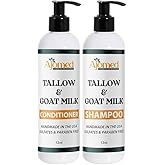Goat Milk and Tallow Shampoo and Conditioner SET- Sulfate Free, Moisturizing shampoo for Women and Men (FRAGRANCE FREE)