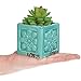 Set of 3 Rustic Style Turquoise Ceramic Floral Design Succulent Plant Pots/Mini Herb & Cacti Planters
