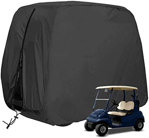 MENOLY 4 Passenger Golf Cart Cover,Waterproof Outdoor Golf Cart Cover, 420D Waterproof with Extra PVC Coating Sunproof Dustproof,for EZ GO Club Car Yamaha Golf Carts(112″ L x 48″ W x 66″ H)