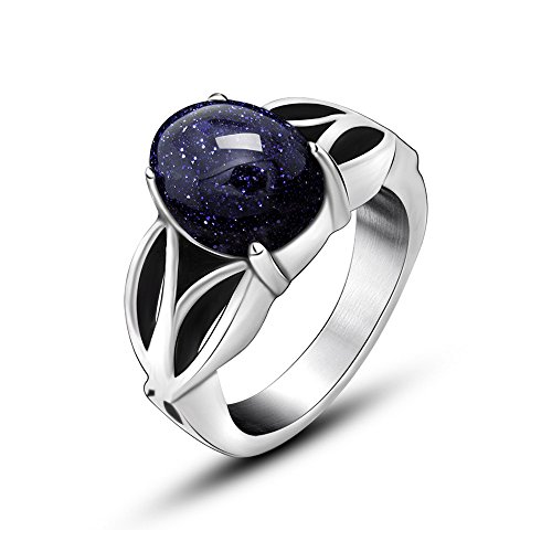 Fansing jewelry stainless steel blue galaxy goldstone r…