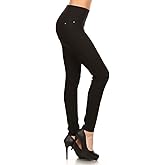 Leggings Depot Women's Cotton Blend Stretch Pull-on Jeggings Casual Pants with Pockets (Available in Plus Size)