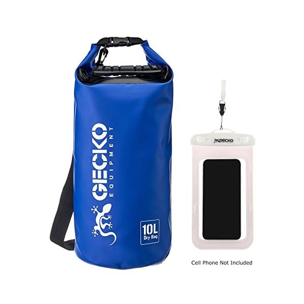 Gecko-Equipment-Waterproof-Dry-Bag-Roll-Top-Dry-Compression-Sack-Designed-to-Keep-Your-Gear-Dry-Include-Phone-Dry-Bag-Perfect-for-Kayaking-Boating-Canoeing-Fishing-Rafting-Beach-and-Camping