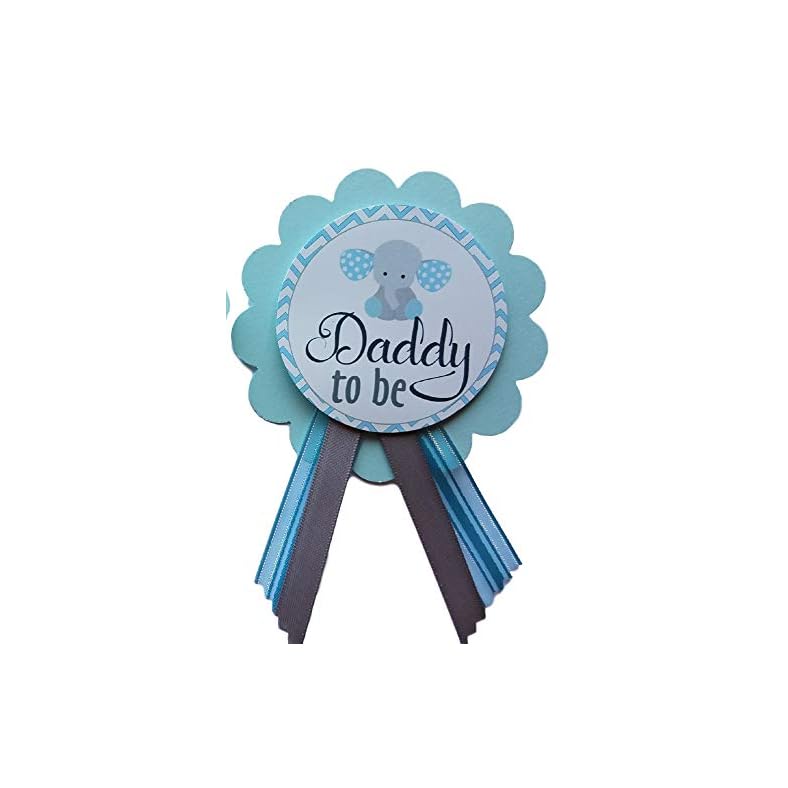 Dad to Be Pin Elephant Baby Shower Button It’s a Boy for daddy to wear, Blue & Gray, Baby Sprinkle