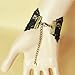 QTMY Black Lace Adjustable Red Rose Finger Ring Bracelet Jewelry Set Gift for Women Girl