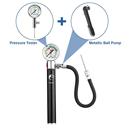 Ball Pump with Pressure Gauge, eBall Sports Ball Air Pump with Inflation Needles & Pressure Release Valve for Basketball, Football, Soccer Ball, Rugby, Volleyball and Other Inflatable Balls