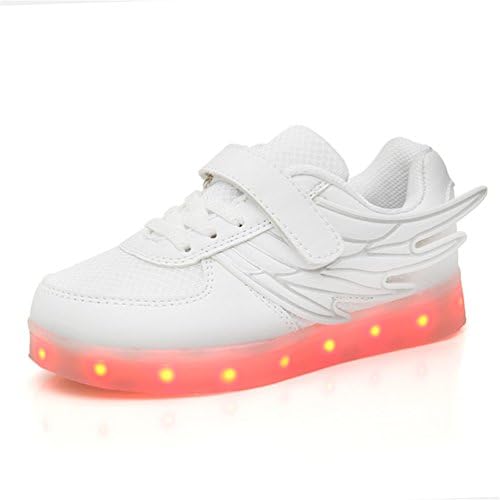 TaiYa Kids' Breathable Mesh Upper Wings Led Light Up Shoes Running Sneakers