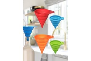 Kitchen Funnel Set, 4-Piece Silicone Collapsible Funnels, Suitable for Everyday Liquid and Powder Transfer in The Kitchen. (M