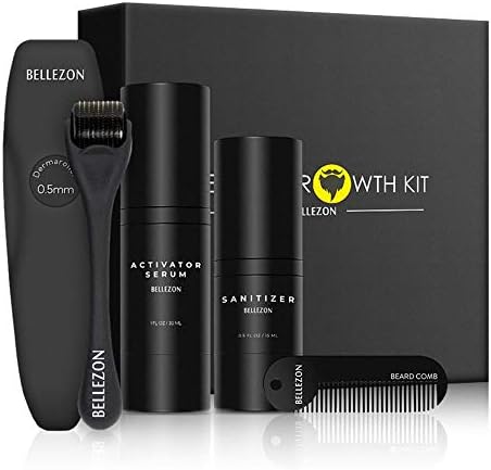 Beard Growth Kit for Men,Yeldou 2019 Upgraded Beard Growth Oil,Beard Growth Activator Serum Best for Beard Rapid Growth and Thickening, Include Beard Roller,Sanitizer and Comb, Best Gift for Men/Dad
