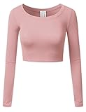 Doublju Womens Classic Long Sleeve Crop top