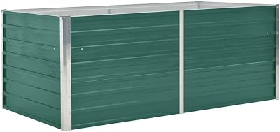 vidaXL Raised Garden Bed Galvanised Steel Green 160x80x45 cm