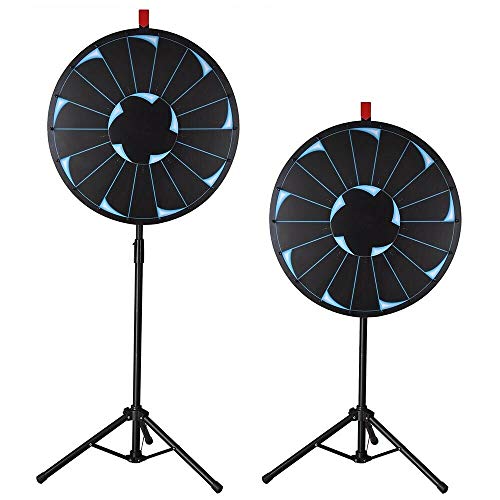 AyaMastro 24 inches Black Editable Prize Wheel Spinning Slot Tradshow Spin Game Fortune Adjustable Tripod Stand Portable Corporate Events Trade Show Parties with Ebook