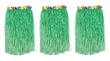 1 X Lot 3 Adult Luau Hula Party Skirts-Green w/Floral Waistbands W 28
