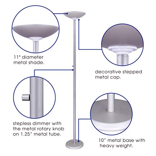 StyLamps LED Torchiere Floor Lamp with Stepless Dimmer Switch Indoor