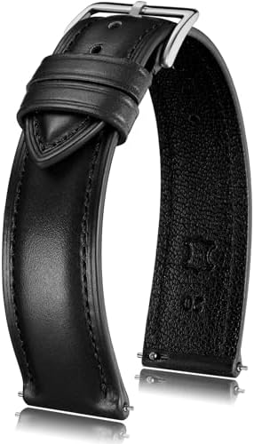 Amazon.com: Getalia Italian Leather Watch Band, Black, 20mm