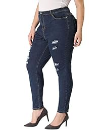 uxcell Agnes Orinda de dama talla cierre Jeans ajustados de tiro medio