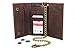 Men's Biker's Rusty Brown Leather Long Tri-fold Chain Wallet Crazy Horse 312 RFID Signal Blocking Checkbook
