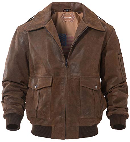 Men's Leather Flight Bomber Jacket Air Force Aviator