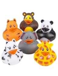 Toy: 12 Pack Zoo Animal Rubber Ducks 2 Inches Assorted Safari Animal Duckies - For Kids, Party Favors, Gift, Birthdays, Baby Showers, Bathtub Toys, Bath Time, Party Favors, And More – By Kidsco - Kayco USA