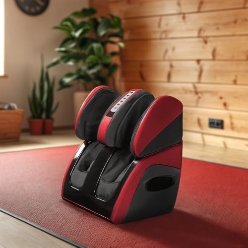 GLOBAL RELAX | VITALZEN PLUS Electric Massager for Feet, Legs, Thighs and Knees | Red I 3 Intensities and Massage Modes I Compression I Heat | Pain Relief | Relaxation