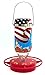 Hummer's Galore Hummingbird Feeders - Glass Hummingbird Feeder with UV Resistant Plastic Wrap for Outdoors Hanging, 16 OZ, All American Flag Design