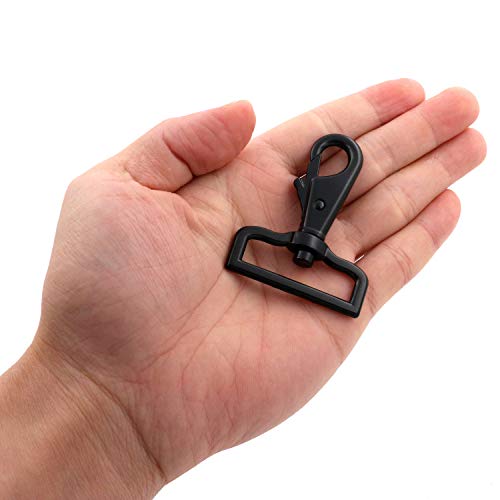 BIKICOCO 1-1/2\'\' Swivel Trigger Tilt & Bump Thumb Knob Bolt Snap Hook Lobster Claw Clasp Spring Loaded Clip, Bow-Shape-Ring Ended, Black - Pack of 4